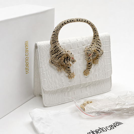 Roberto Cavalli Roar Crystal Tiger Top Handle Bag