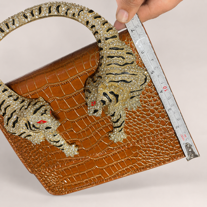 Roberto Cavalli Roar Crystal Tiger Top Handle Bag