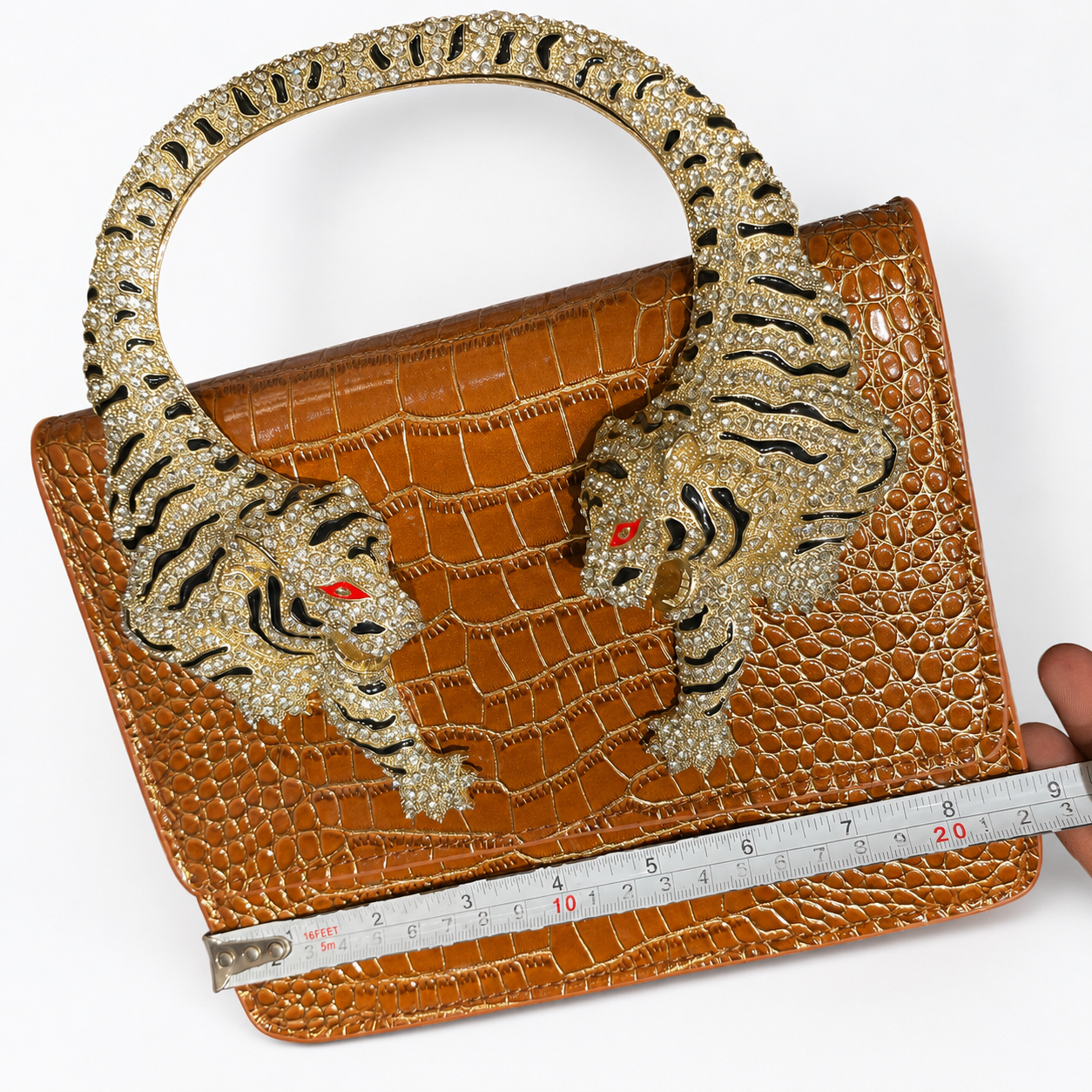 Roberto Cavalli Roar Crystal Tiger Top Handle Bag