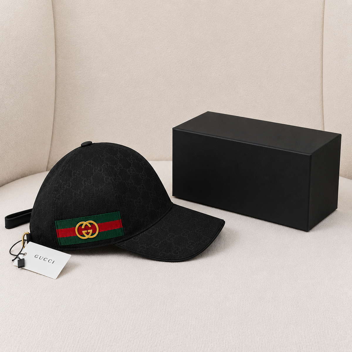 Gucci GG Supreme Monogram Baseball Cap-Black