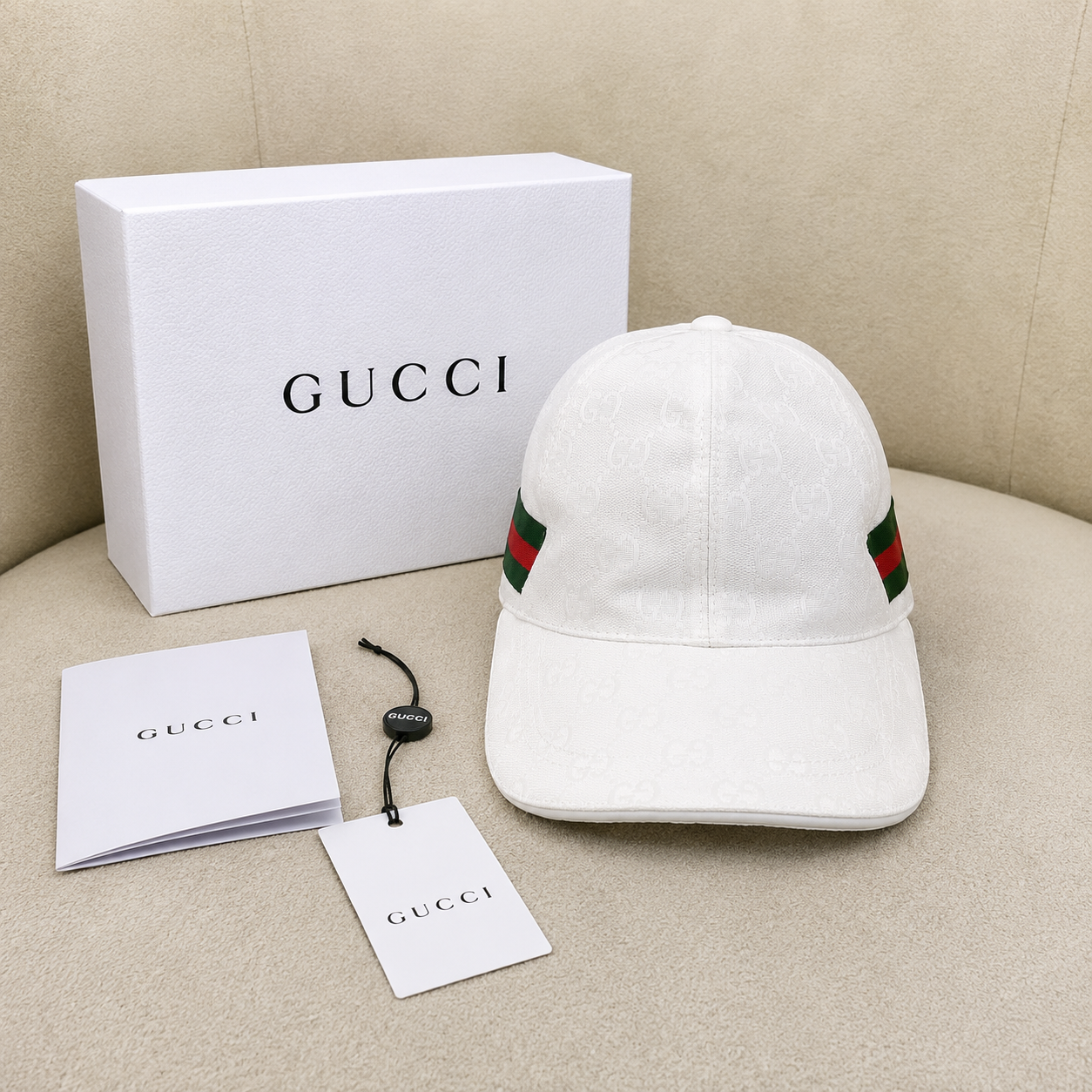 Gucci GG Monogram Web Stripe Baseball Cap