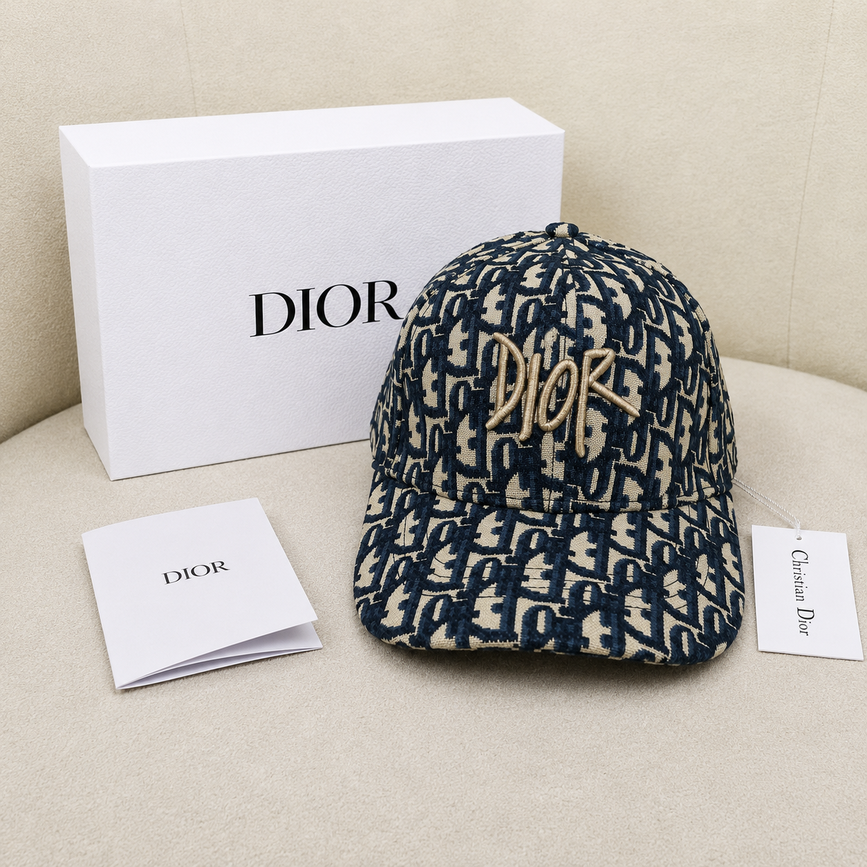Christian Dior Oblique Embroidered Logo Baseball Cap