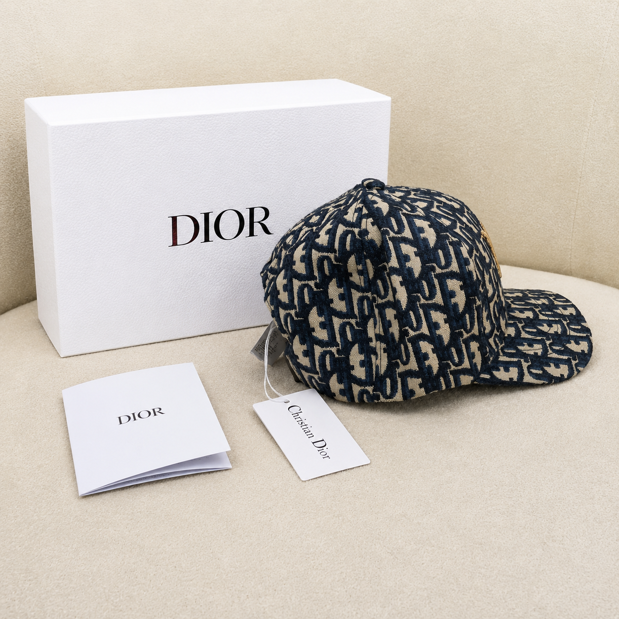 Christian Dior Oblique Embroidered Logo Baseball Cap