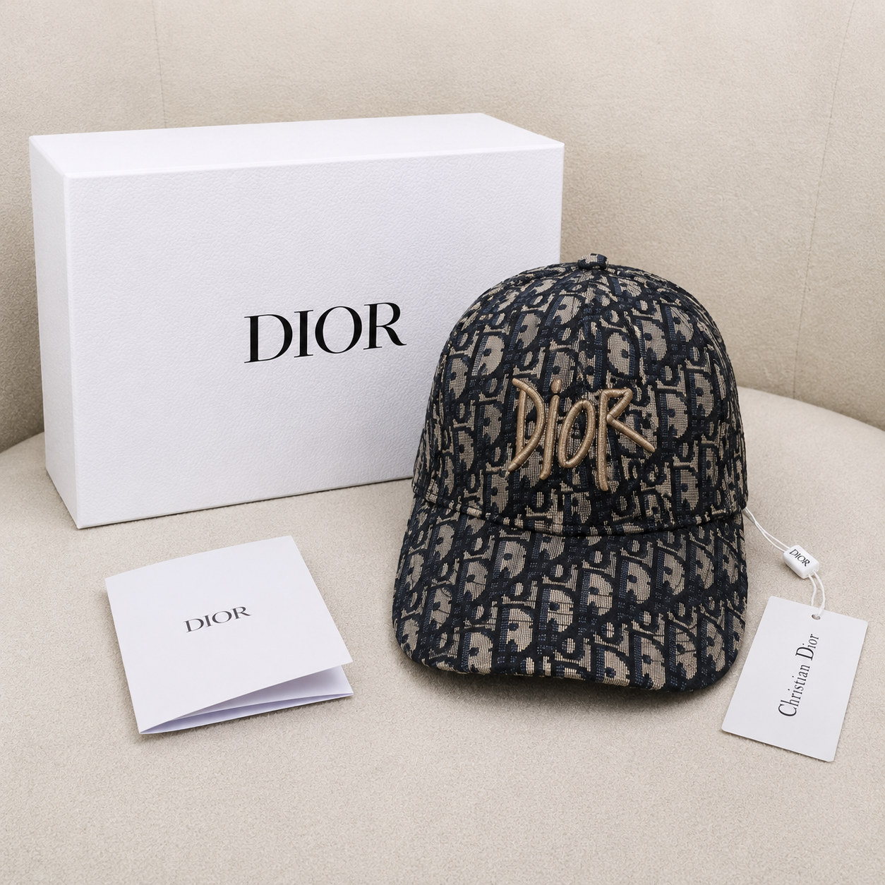 Christian Dior Oblique Embroidered Logo Baseball Cap
