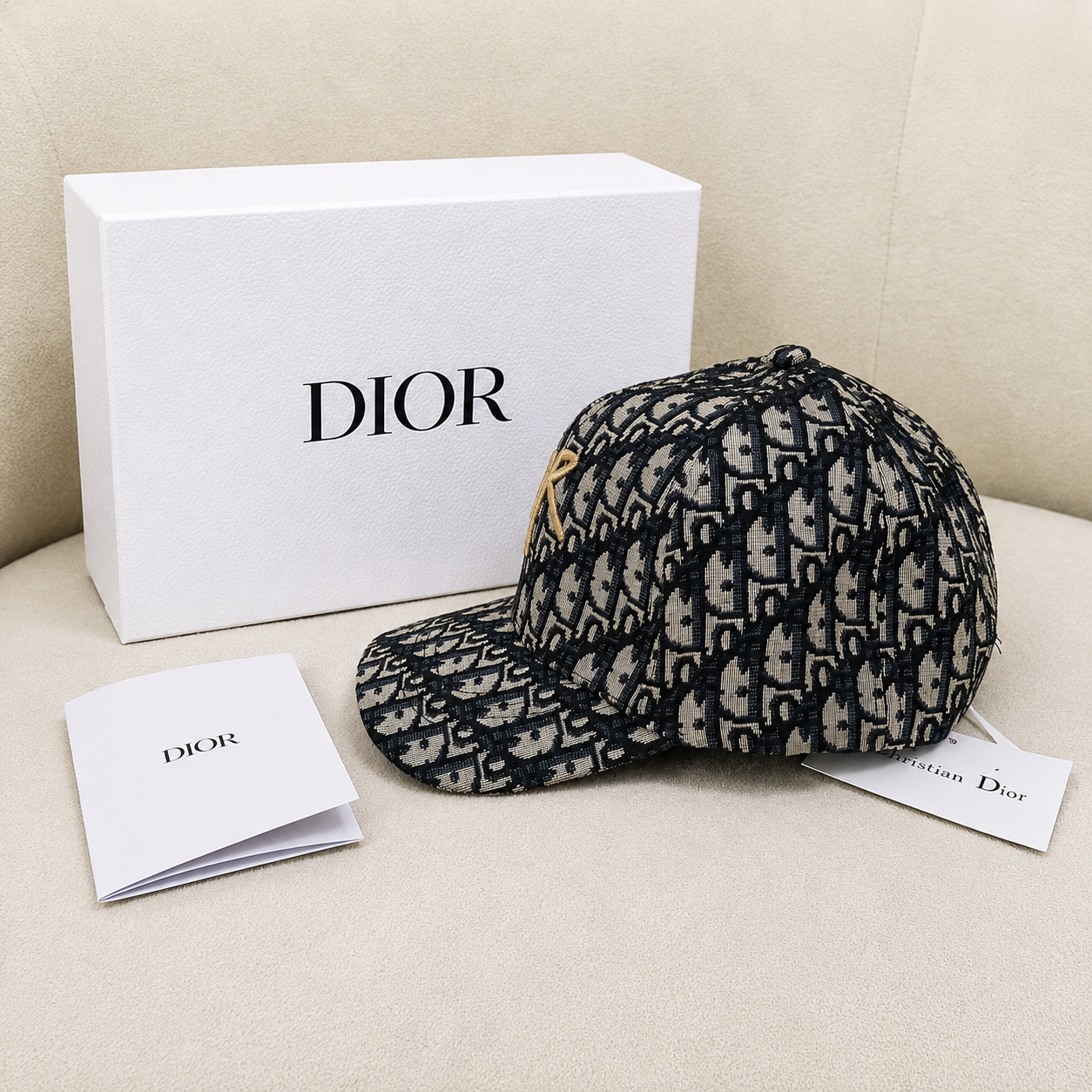 Christian Dior Oblique Embroidered Logo Baseball Cap