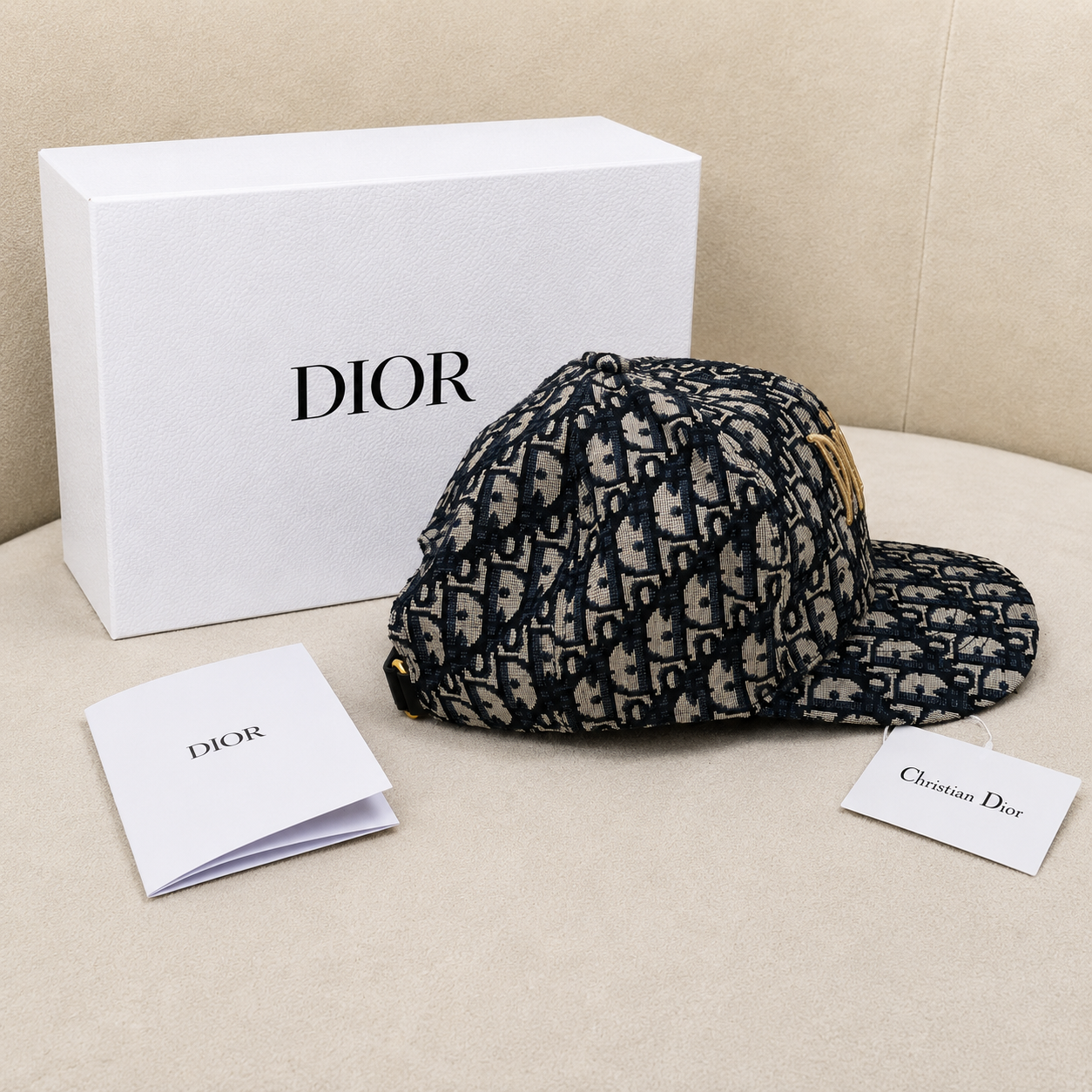 Christian Dior Oblique Embroidered Logo Baseball Cap