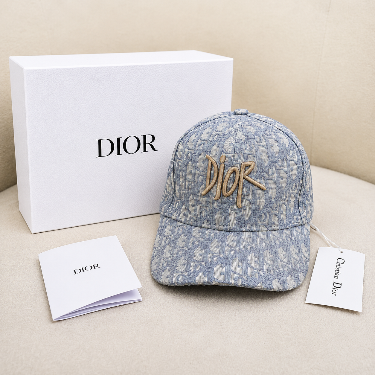 Christian Dior Oblique Embroidered Logo Baseball Cap