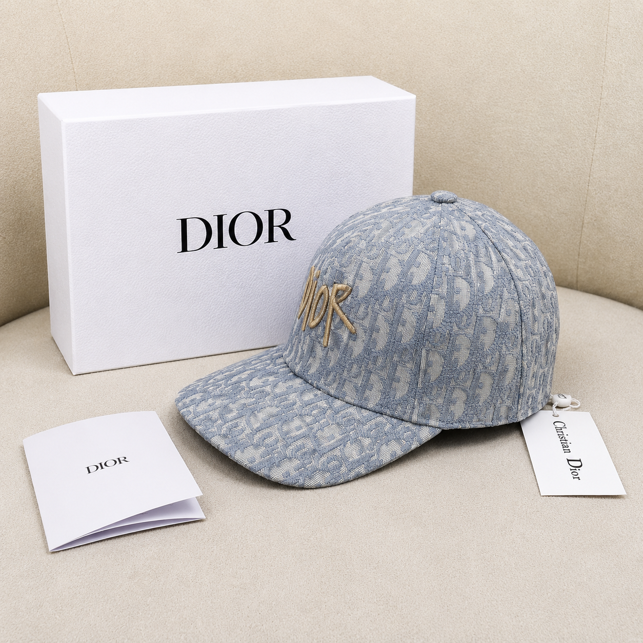 Christian Dior Oblique Embroidered Logo Baseball Cap