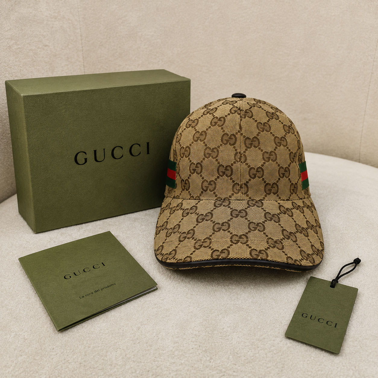 Gucci GG Monogram Web Stripe Baseball Cap