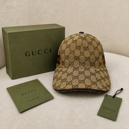 Gucci GG Monogram Web Stripe Baseball Cap
