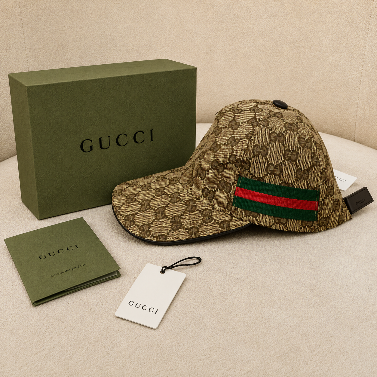 Gucci GG Monogram Web Stripe Baseball Cap