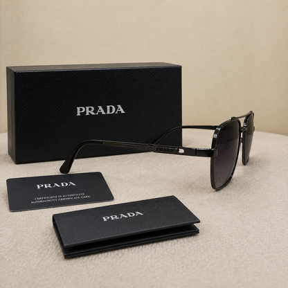 Prada Square Metal Aviator Sunglasses – Gold & Gunmetal Edition