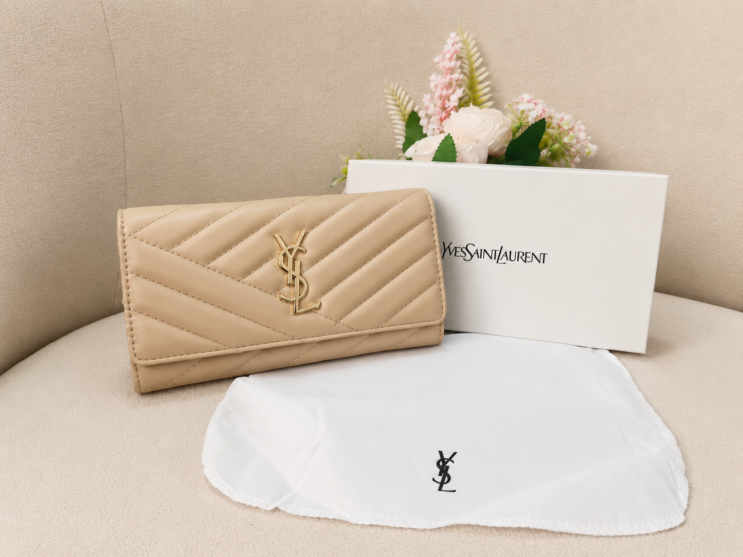 Yves Saint Laurent Monogram Chevron Envelope Long Wallet