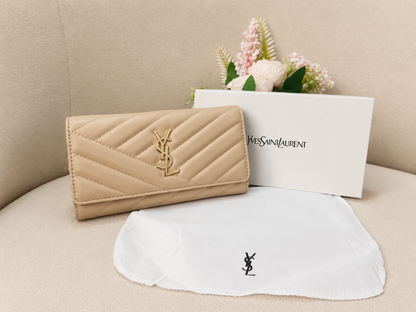 Yves Saint Laurent Monogram Chevron Envelope Long Wallet