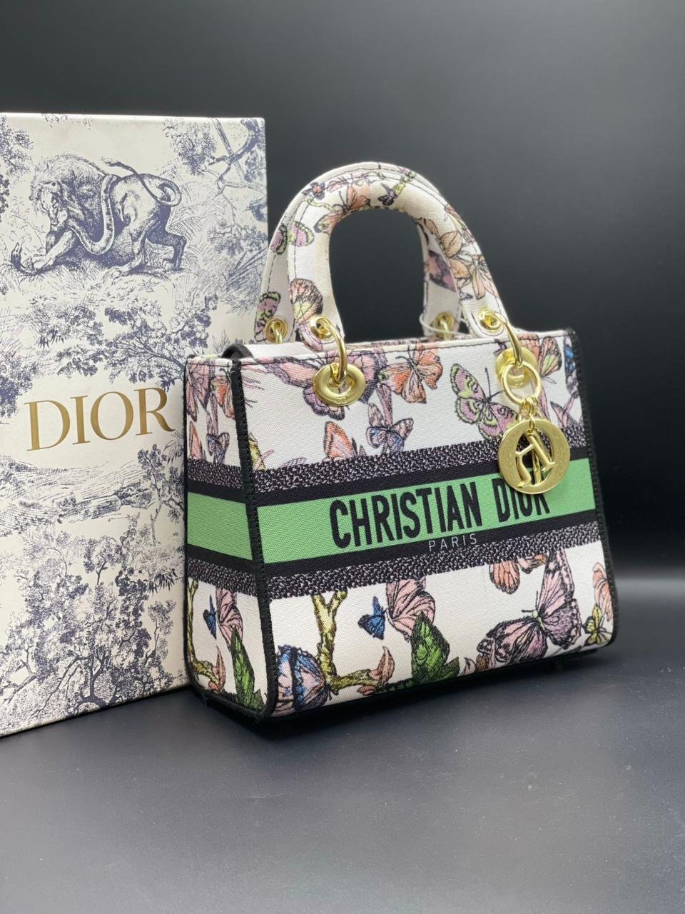 Christian Dior Lady D-Lite Mini Top-Handle Bag (Floral Print)