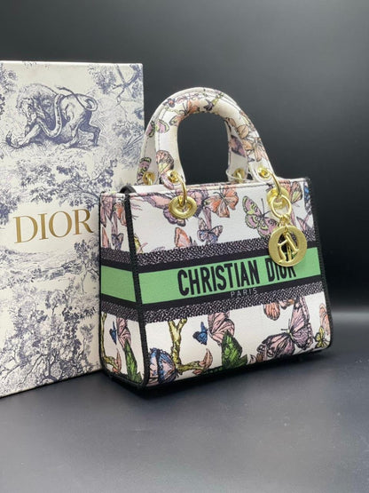 Christian Dior Lady D-Lite Mini Top-Handle Bag (Floral Print)