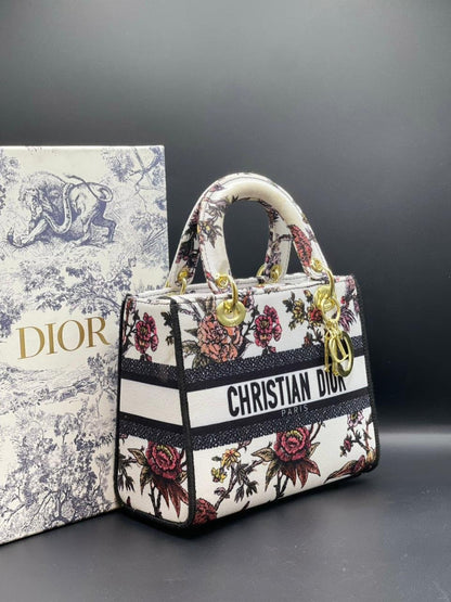 Christian Dior Lady D-Lite Mini Top-Handle Bag (Floral Print)