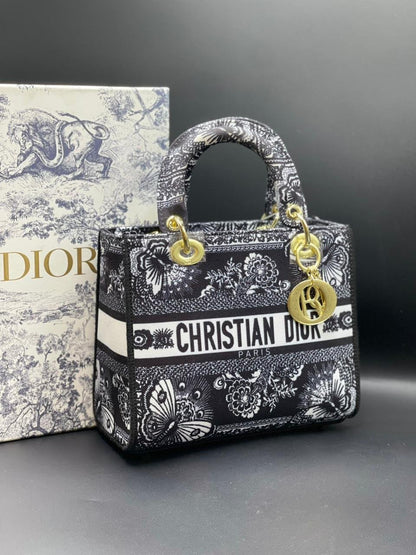 Christian Dior Lady D-Lite Mini Top-Handle Bag (Floral Print)