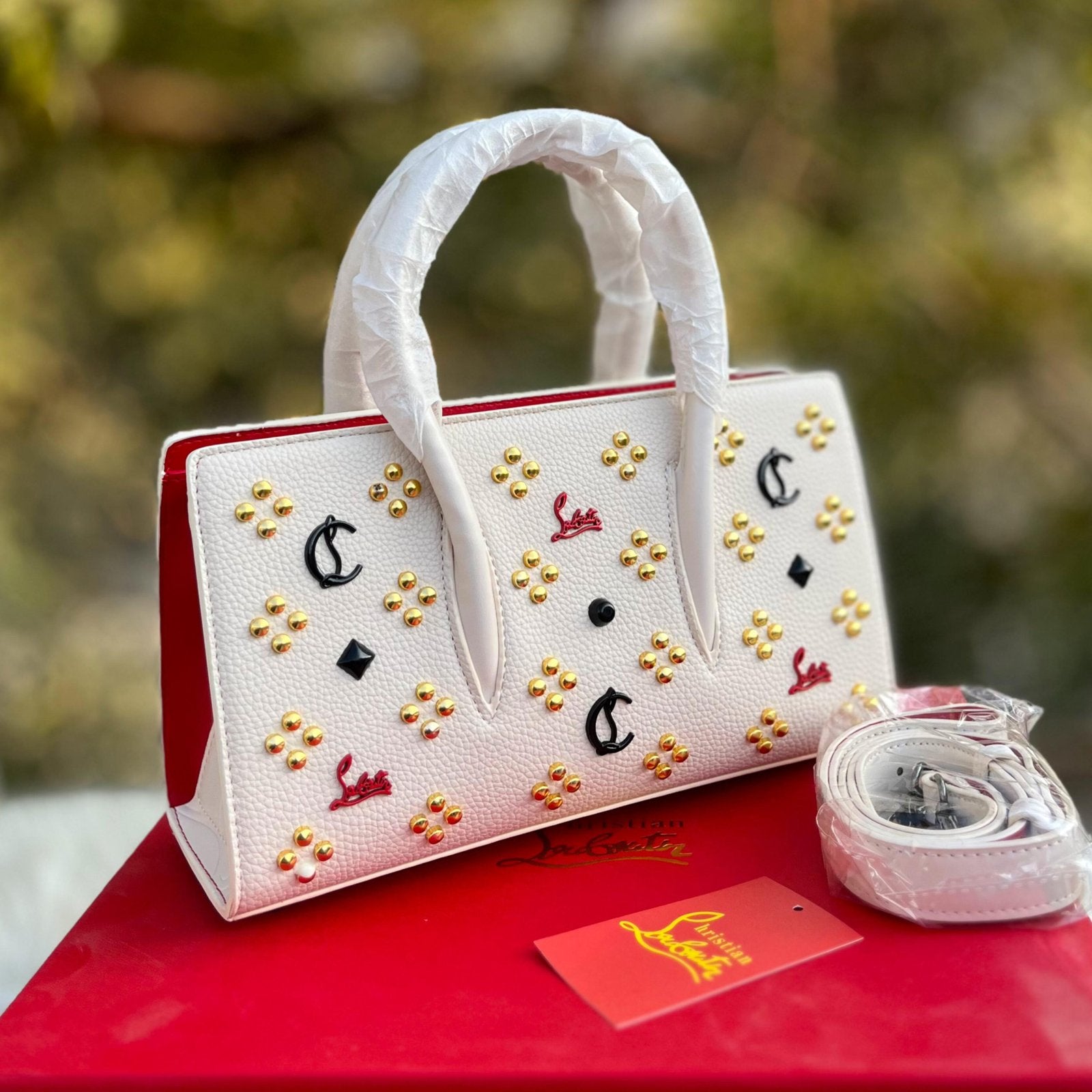 Christian Louboutin Studded Leather Top Handle Bag