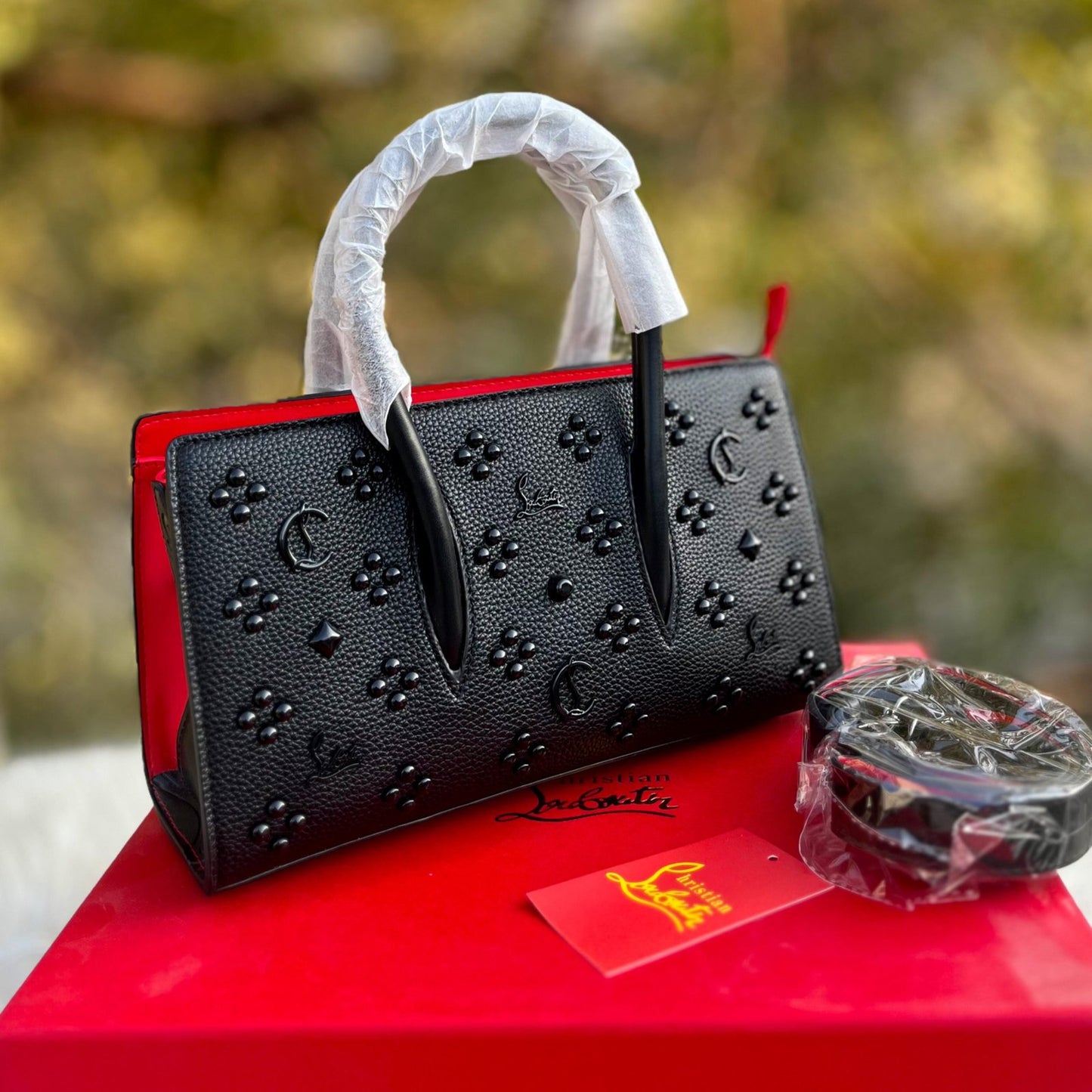 Christian Louboutin Studded Leather Top Handle Bag