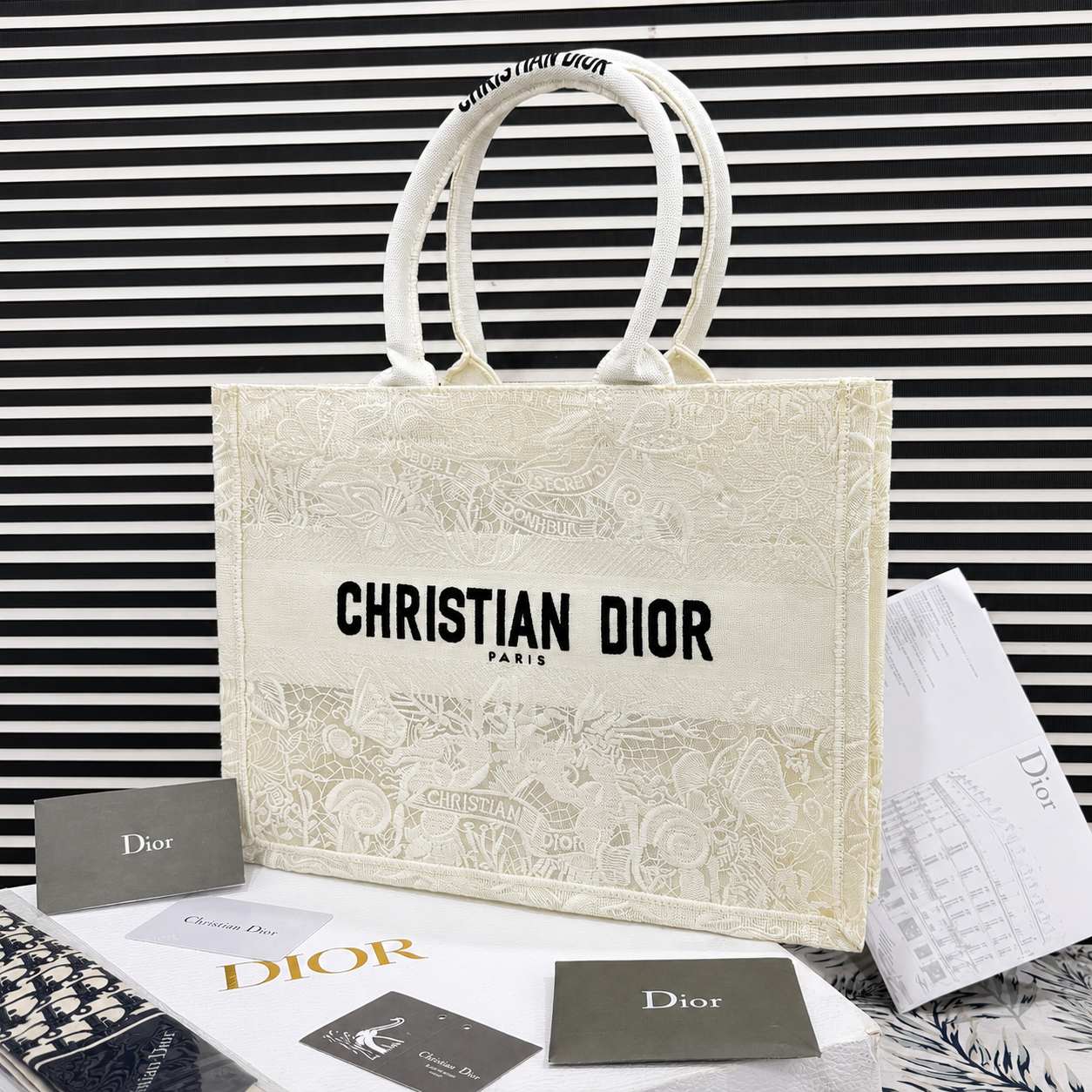 Christian Dior Book Tote – Toile de Jouy Embroidered Canvas