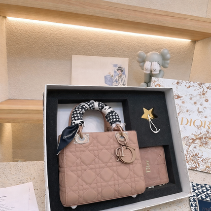 Christian Dior Cannage Quilted Lady Bag Style Set