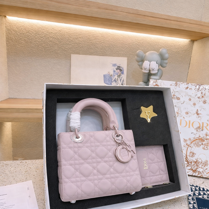 Christian Dior Cannage Quilted Lady Bag Style Set