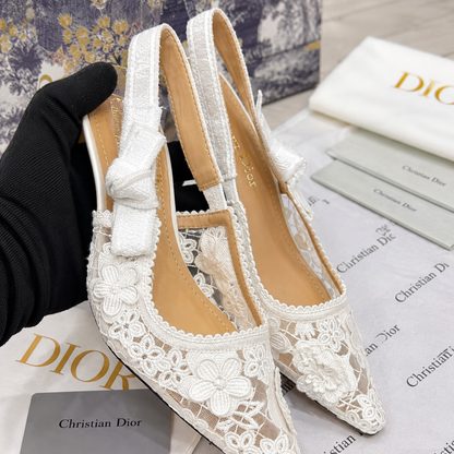 Christian Dior Floral Lace Slingback Heels
