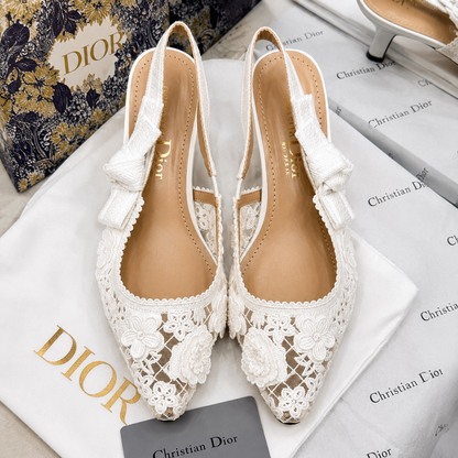Christian Dior Floral Lace Slingback Heels
