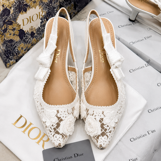 Christian Dior Floral Lace Slingback Heels