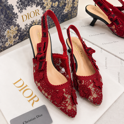 Christian Dior Floral Lace Slingback Heels