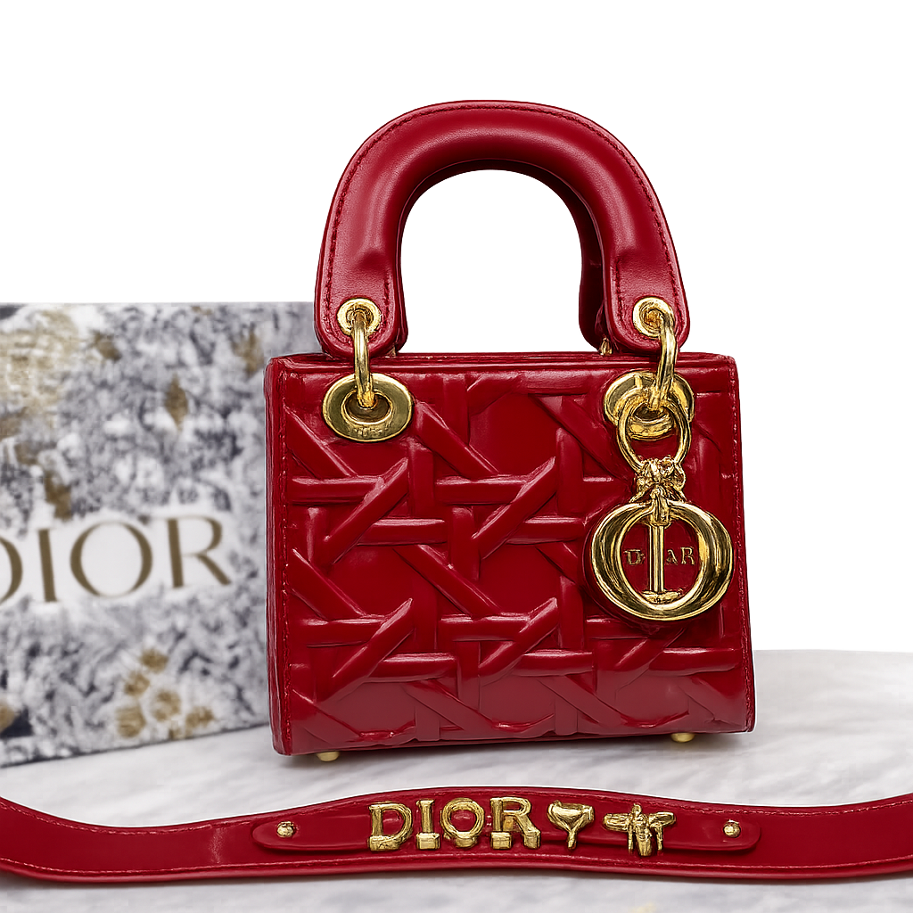 Christian Dior Lady Dior Mini Macrocannage Top Handle Bag