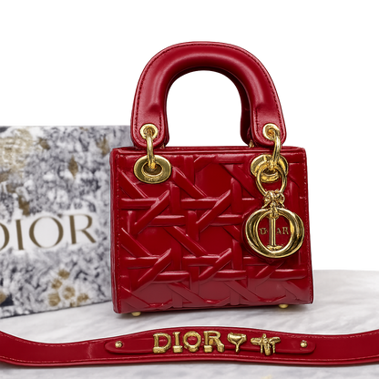 Christian Dior Lady Dior Mini Macrocannage Top Handle Bag