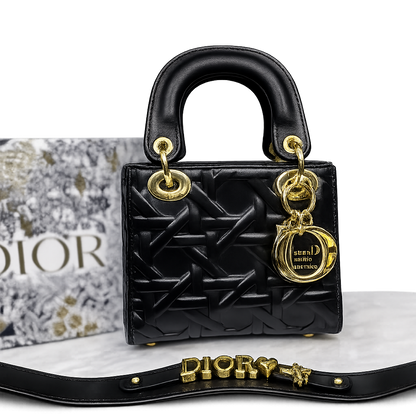 Christian Dior Lady Dior Mini Macrocannage Top Handle Bag