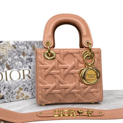 Christian Dior Lady Dior Mini Macrocannage Top Handle Bag