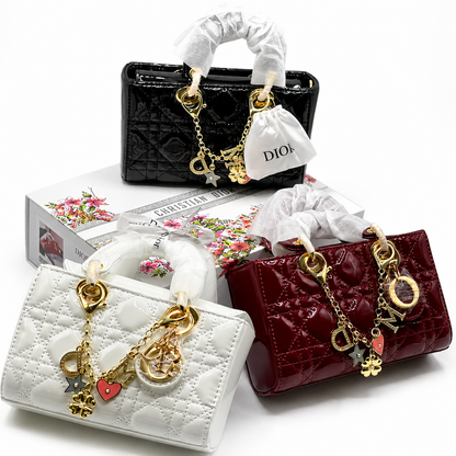 Christian Dior Lady Dior Patent Leather Mini Tote Bag