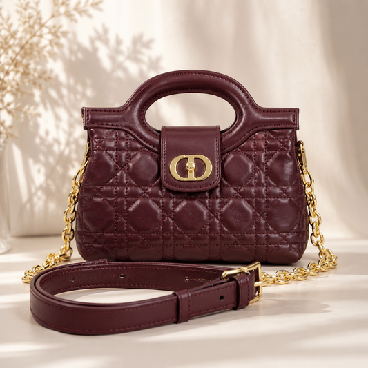Christian Dior Lady Dior Style Mini Bag - Burgundy