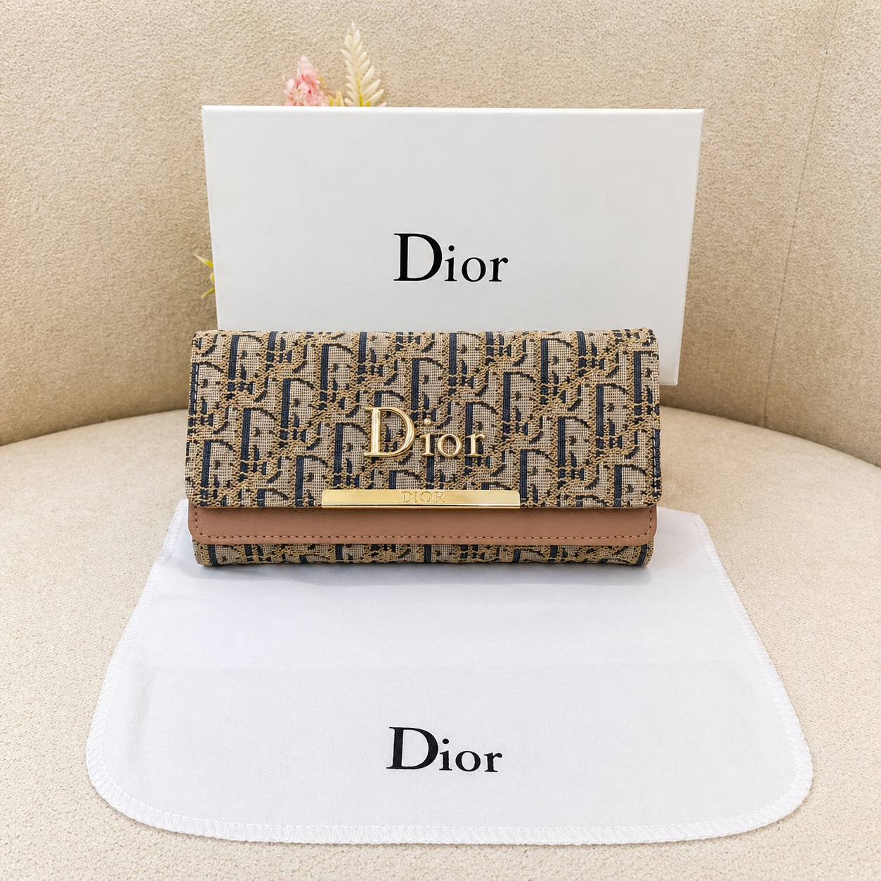 Christian Dior Oblique Jacquard Flap Wallet
