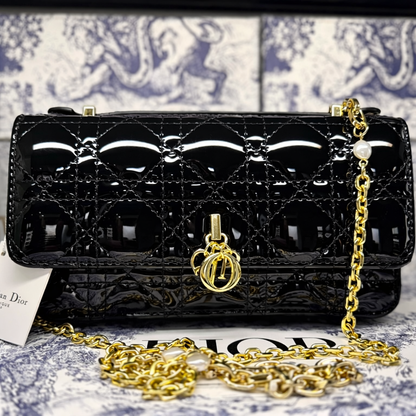 Christian Dior Patent Cannage Quilted Chain Flap Bag Style