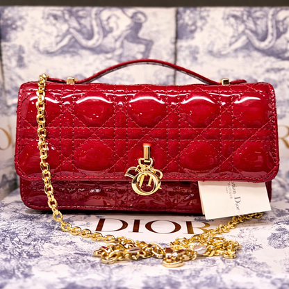 Christian Dior Patent Cannage Quilted Chain Flap Bag Style