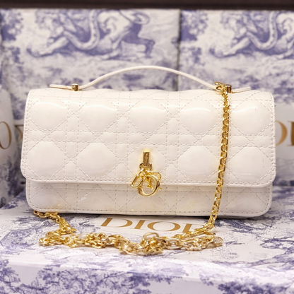 Christian Dior Patent Cannage Quilted Chain Flap Bag Style