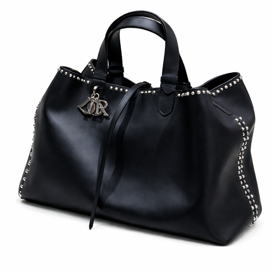 Christian Dior Studded Leather Bucket Tote Bag Style