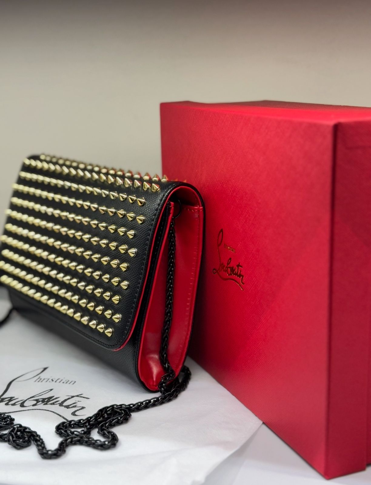 Christian Louboutin Paloma Studded Clutch Bag