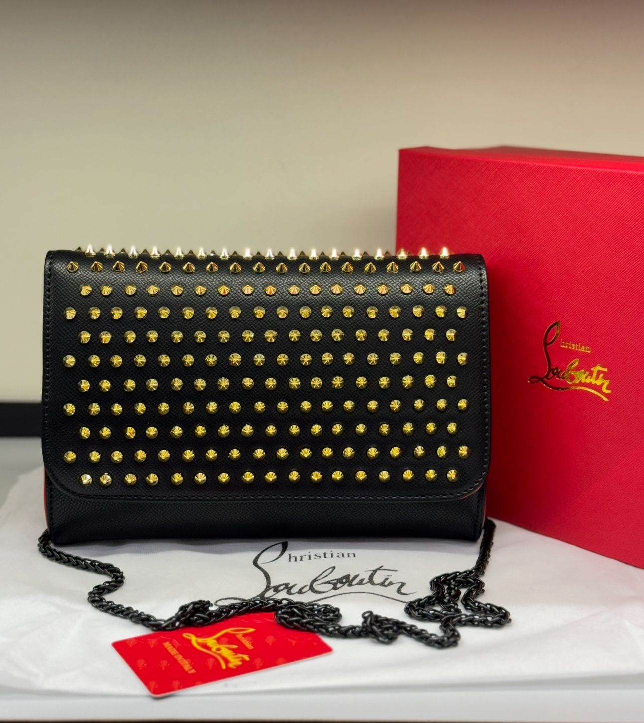 Christian Louboutin Paloma Studded Clutch Bag