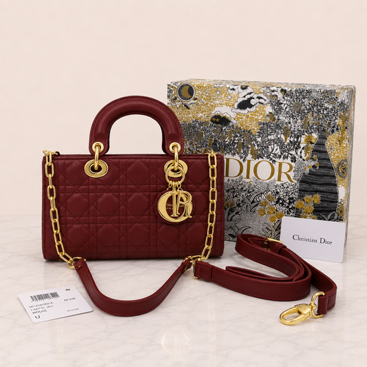 Christian Dior Lady D-Joy Bag - Burgundy