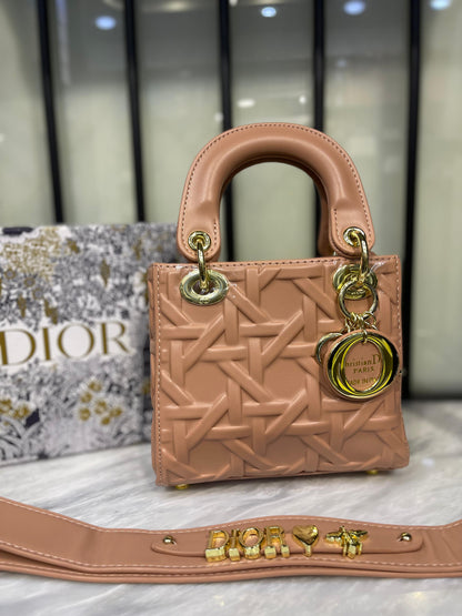 Christian Dior Lady Dior Mini Macrocannage Top Handle Bag