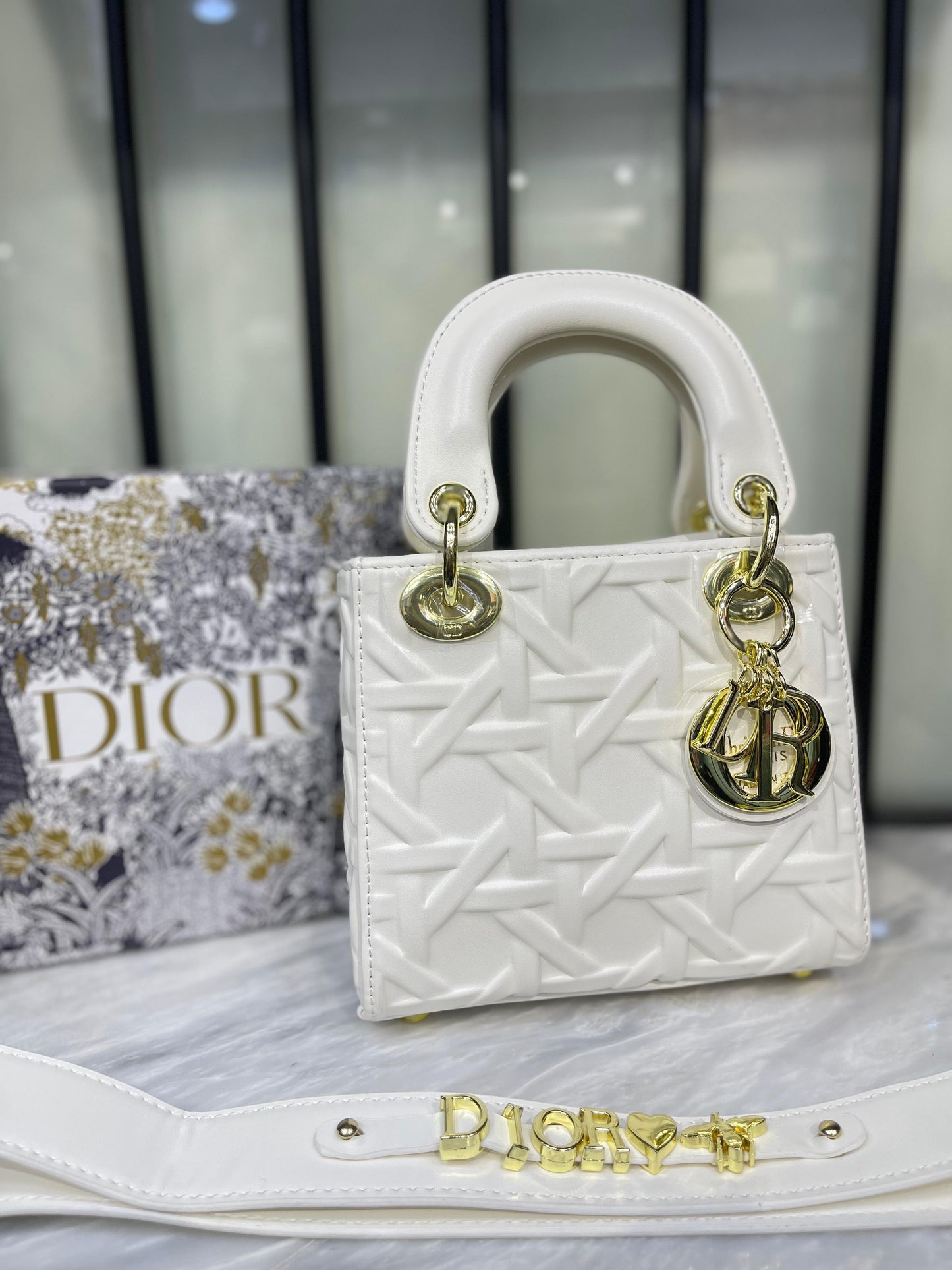 Christian Dior Lady Dior Mini Macrocannage Top Handle Bag