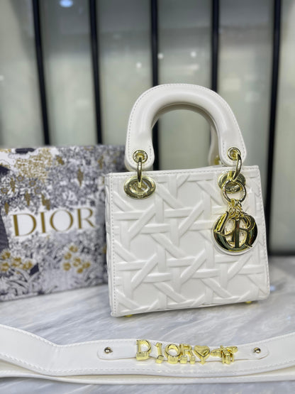 Christian Dior Lady Dior Mini Macrocannage Top Handle Bag