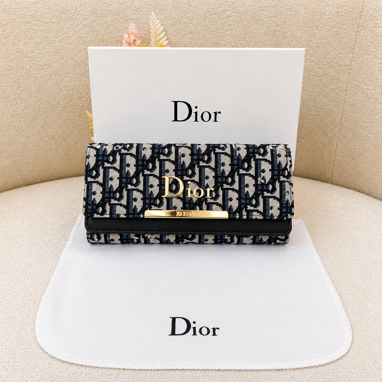 Christian Dior Oblique Jacquard Flap Wallet