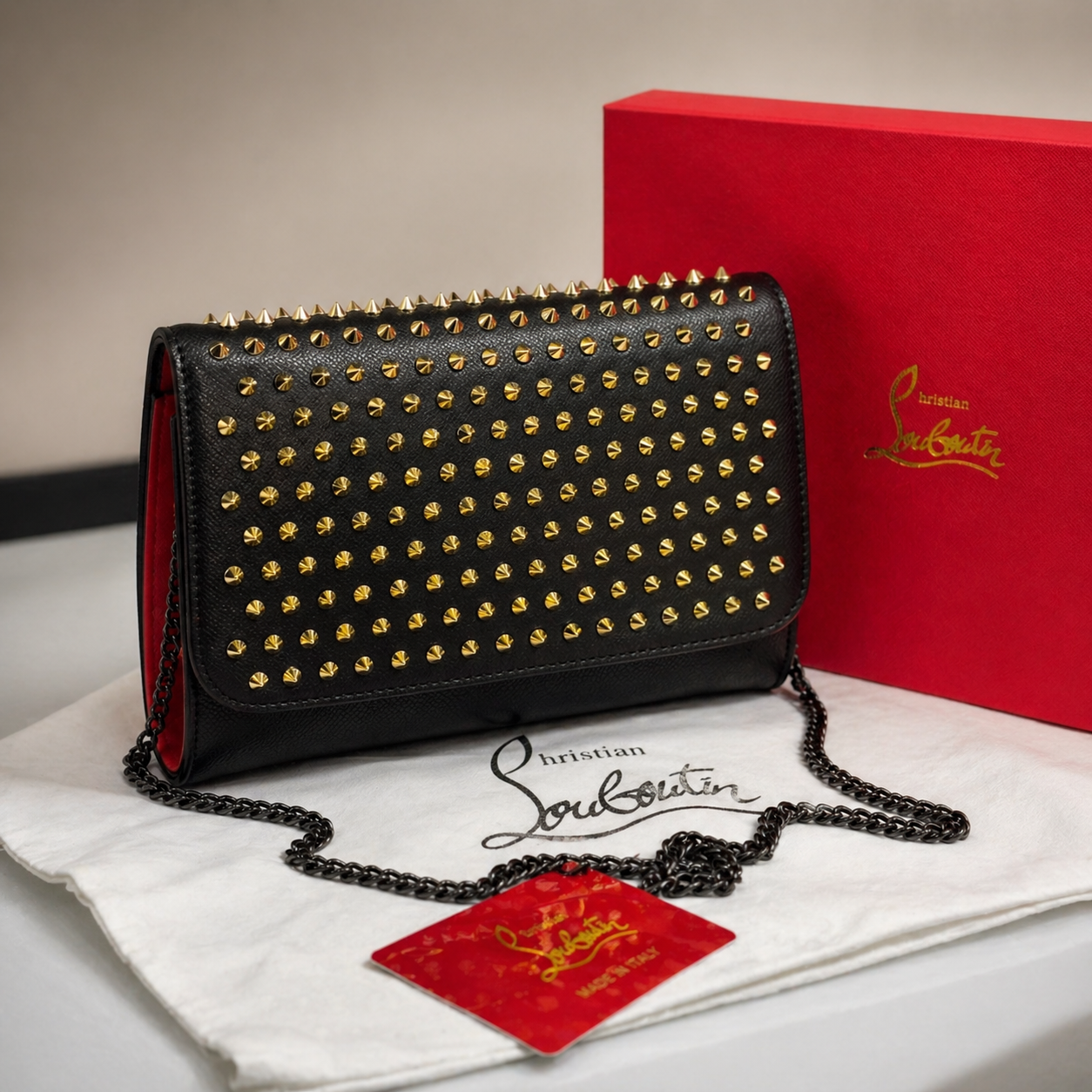 Christian Louboutin Paloma Studded Clutch Bag